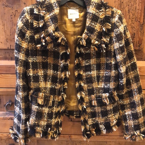 Walter Baker Jackets & Coats Walter Baker Plaid Fringed Wool Blazer